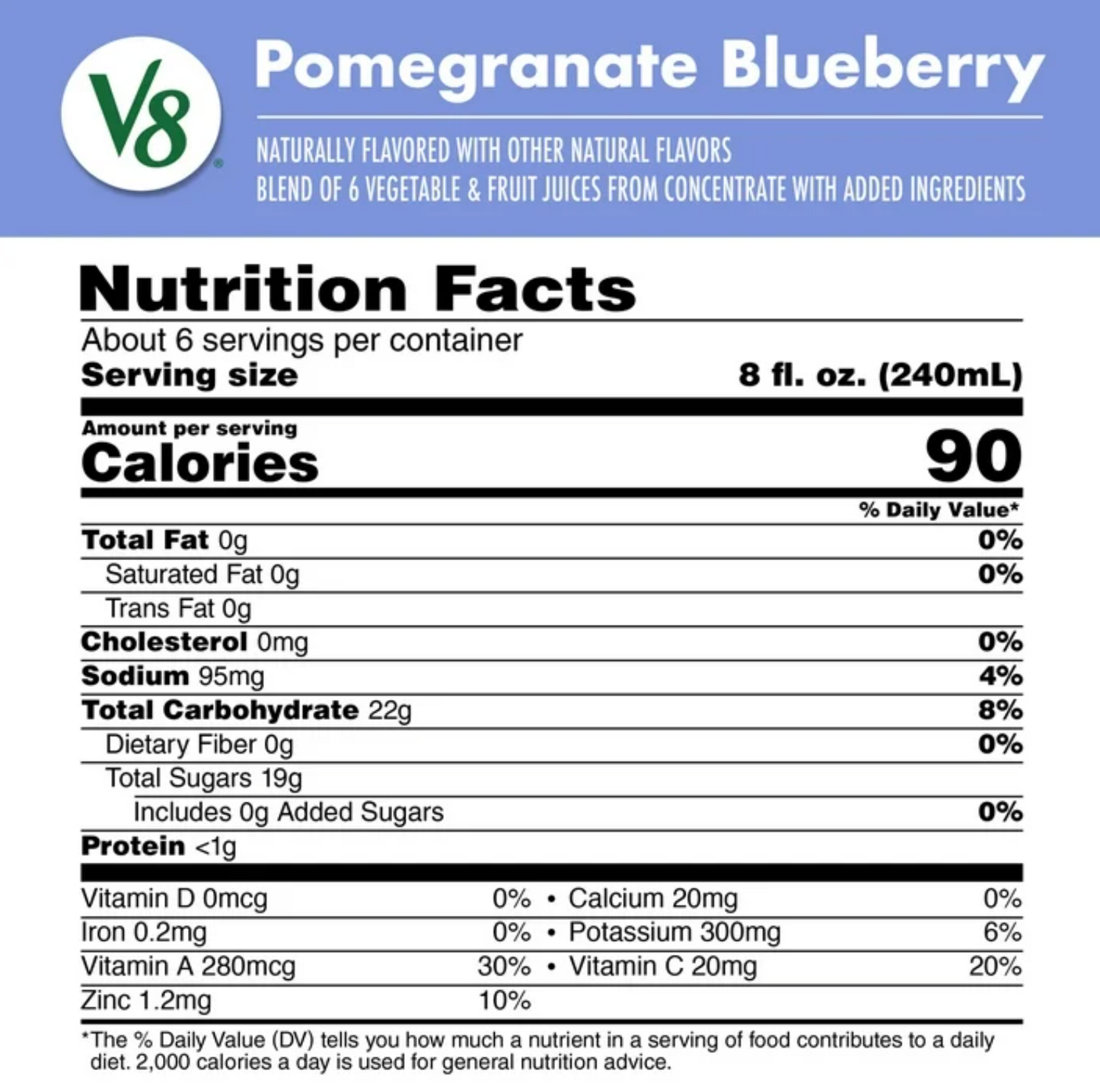 V8 Pomegranate Blueberry 100% Fruit and Vegetable Juice, 46 fl oz Bottle (Pack of 2)