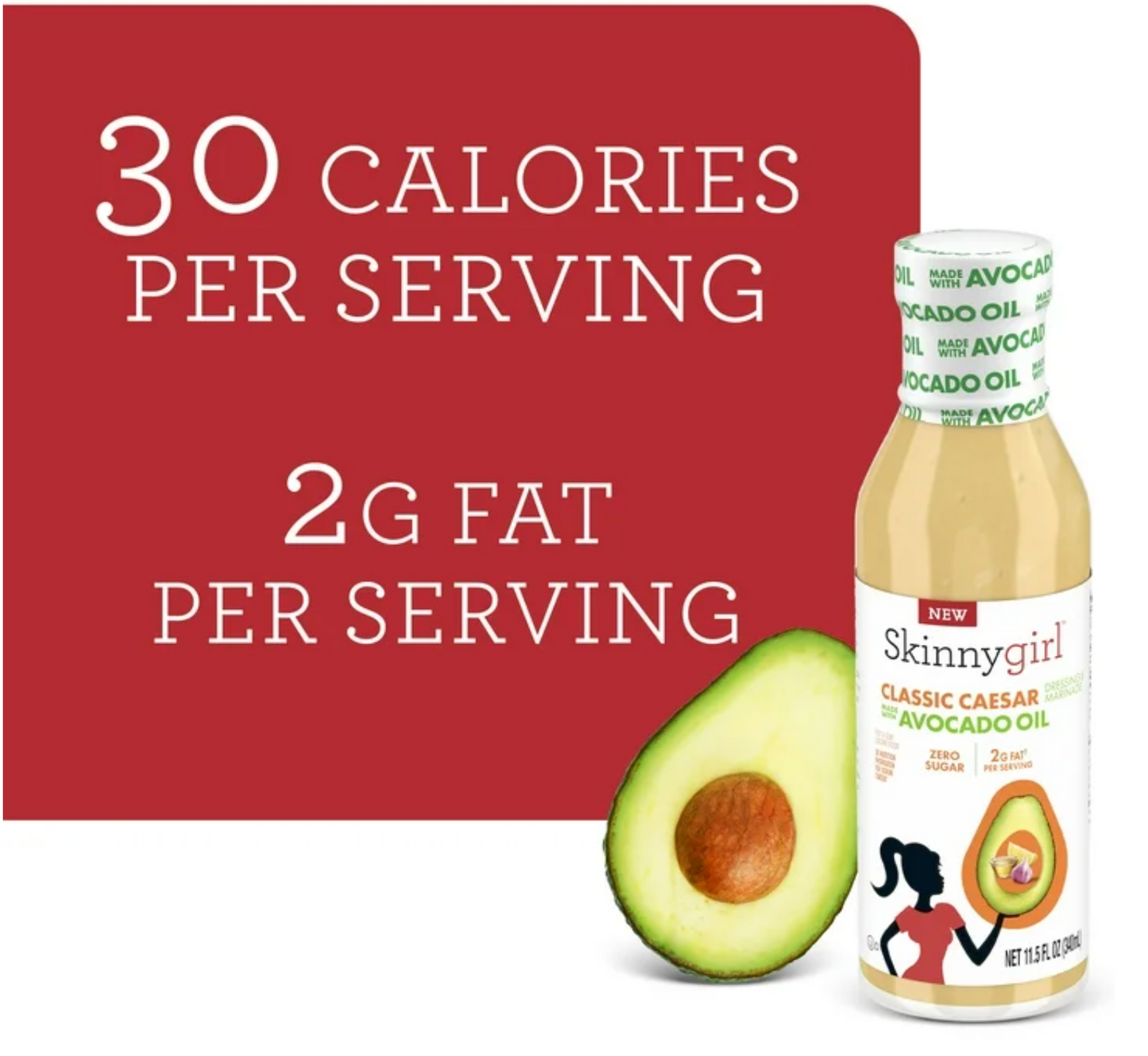 Skinnygirl Avocado Oil Classic Caesar Dressing and Marinade, Gluten Free, Avocado Oil Based, 11.5 fl oz Bottle, Pack of 4