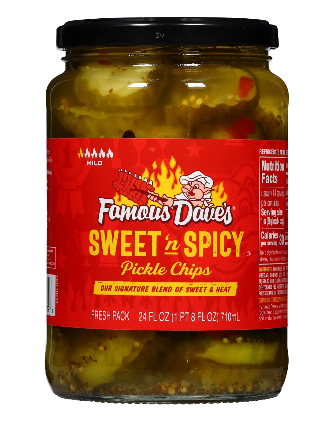 Famous Dave's Sweet 'n Spicy Pickle Chips, 24 Ounce Glass Jar (Pack of 3)
