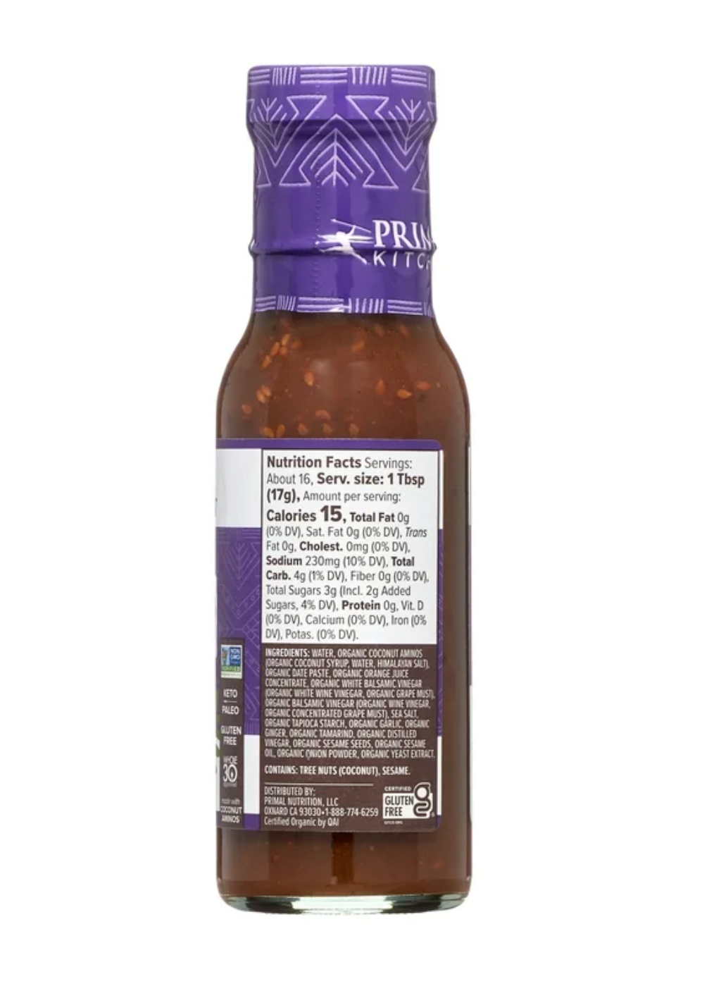 Primal Kitchen Organic No Soy Teriyaki Sauce (Pack of 4)