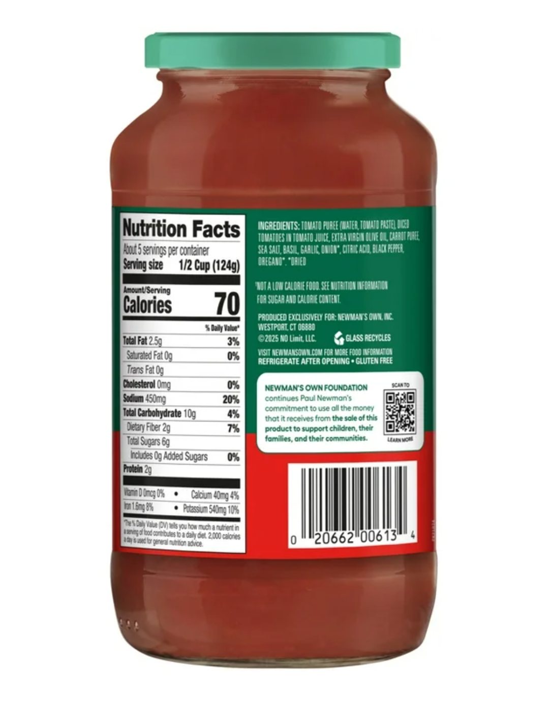 Newman's Own Marinara Pasta Sauce, 24 oz Jar (Pack of 2)