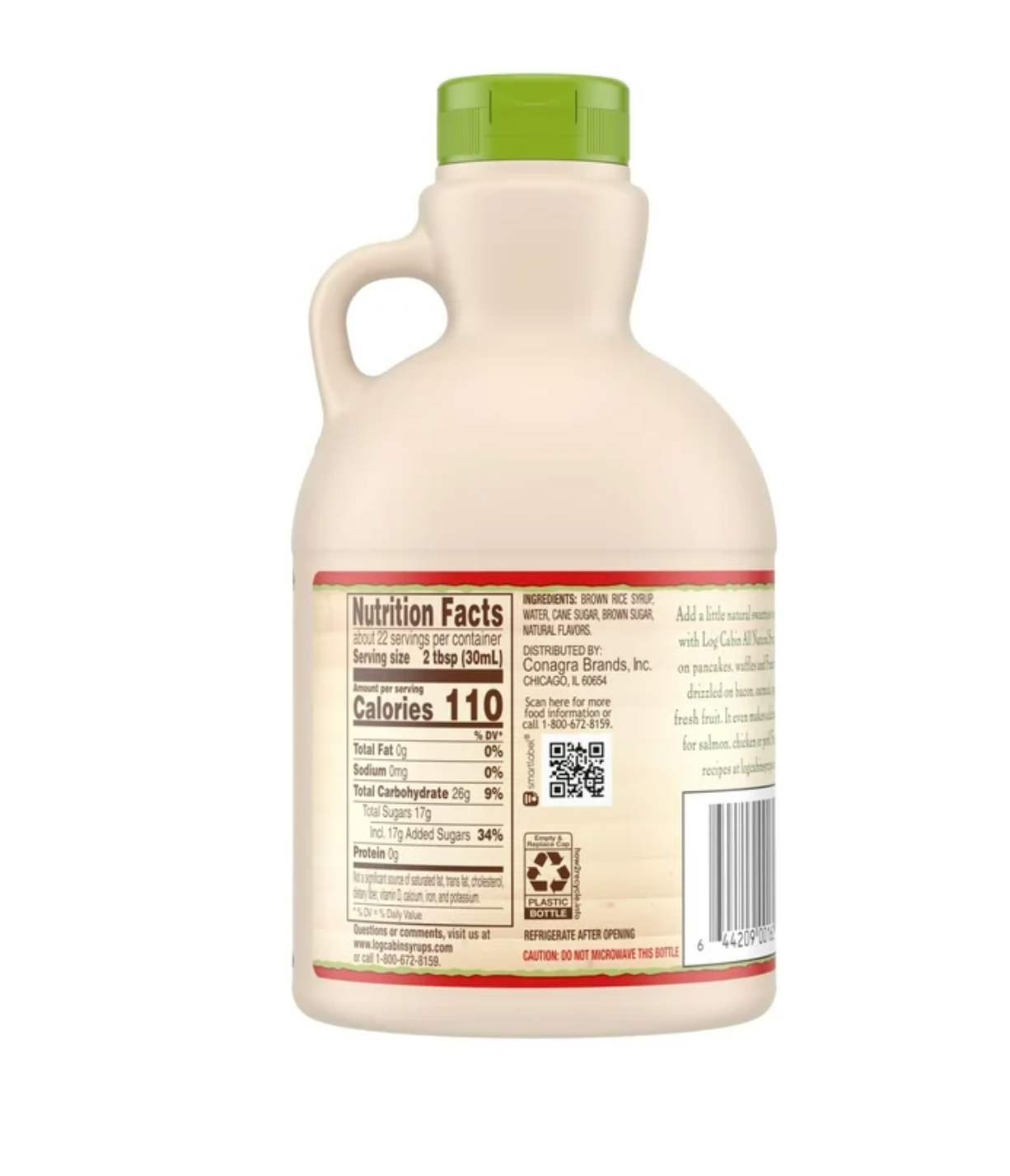 Log Cabin All Natural Table Syrup, 22 fl oz (Pack of 2)