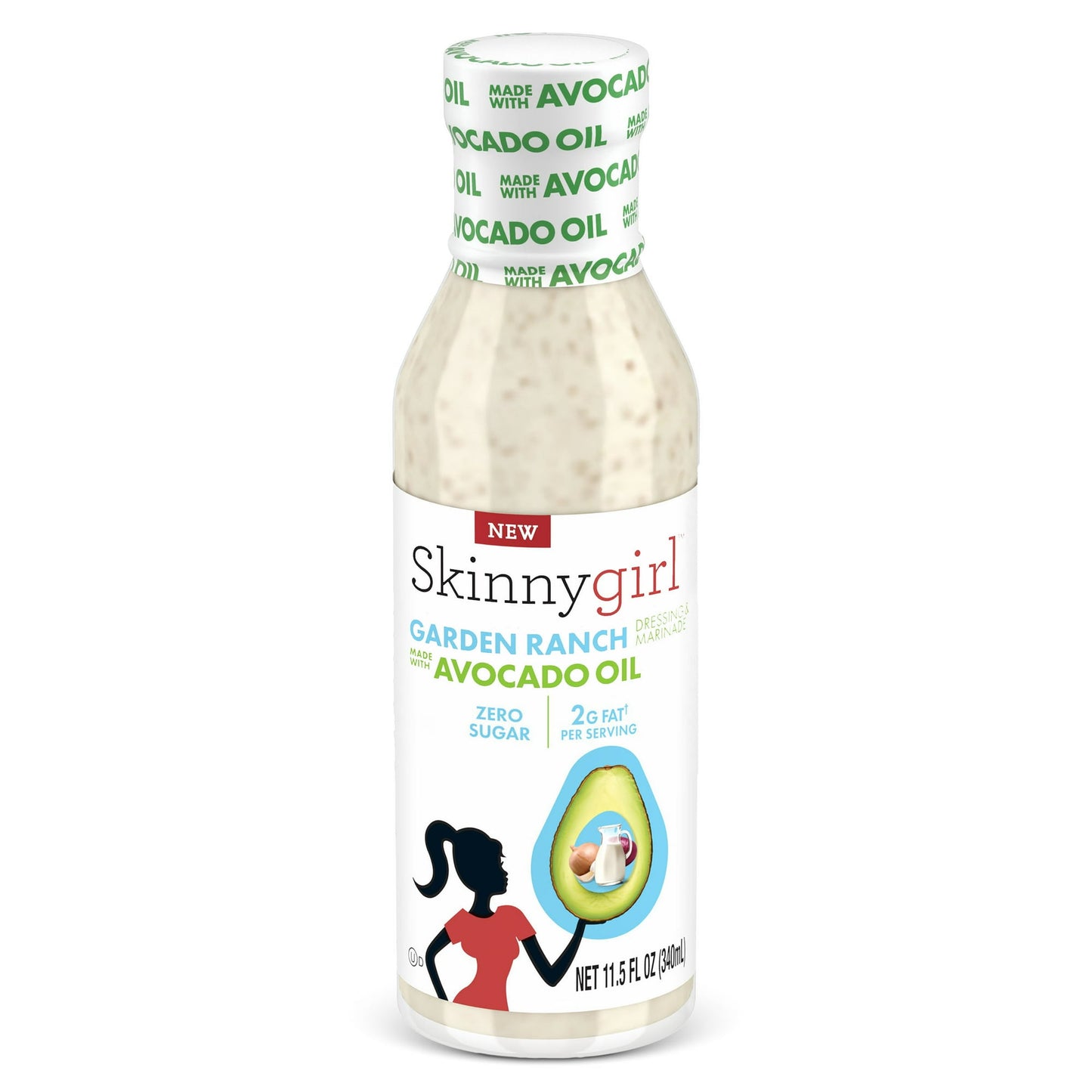 Skinnygirl Avocado Oil Garden Ranch Dressing and Marinade, Gluten Free, Avocado Oil Based, 11.5 fl oz Bottle, Pack of 4