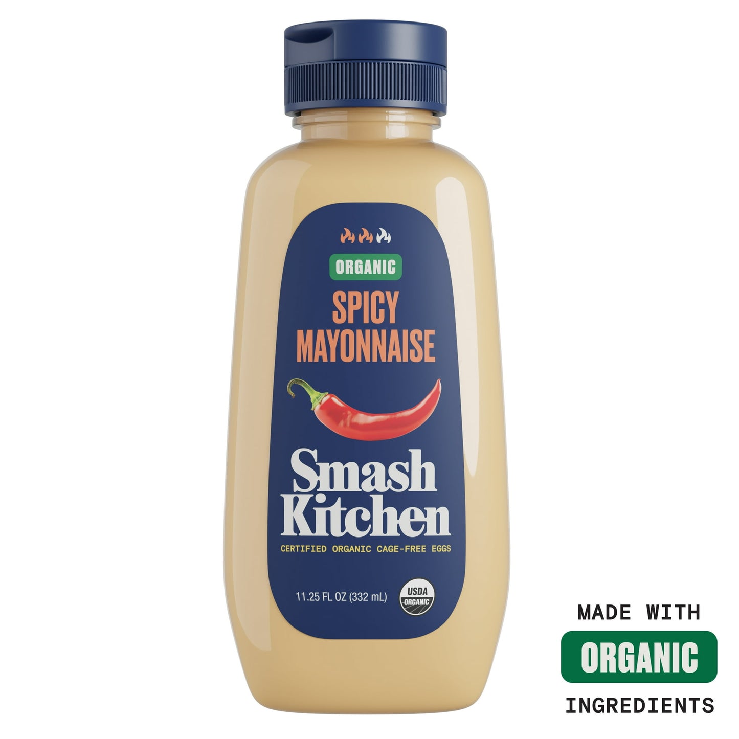 Smash Kitchen Organic Spicy Mayonnaise, 11.25 oz Bottle (Pack of 4)