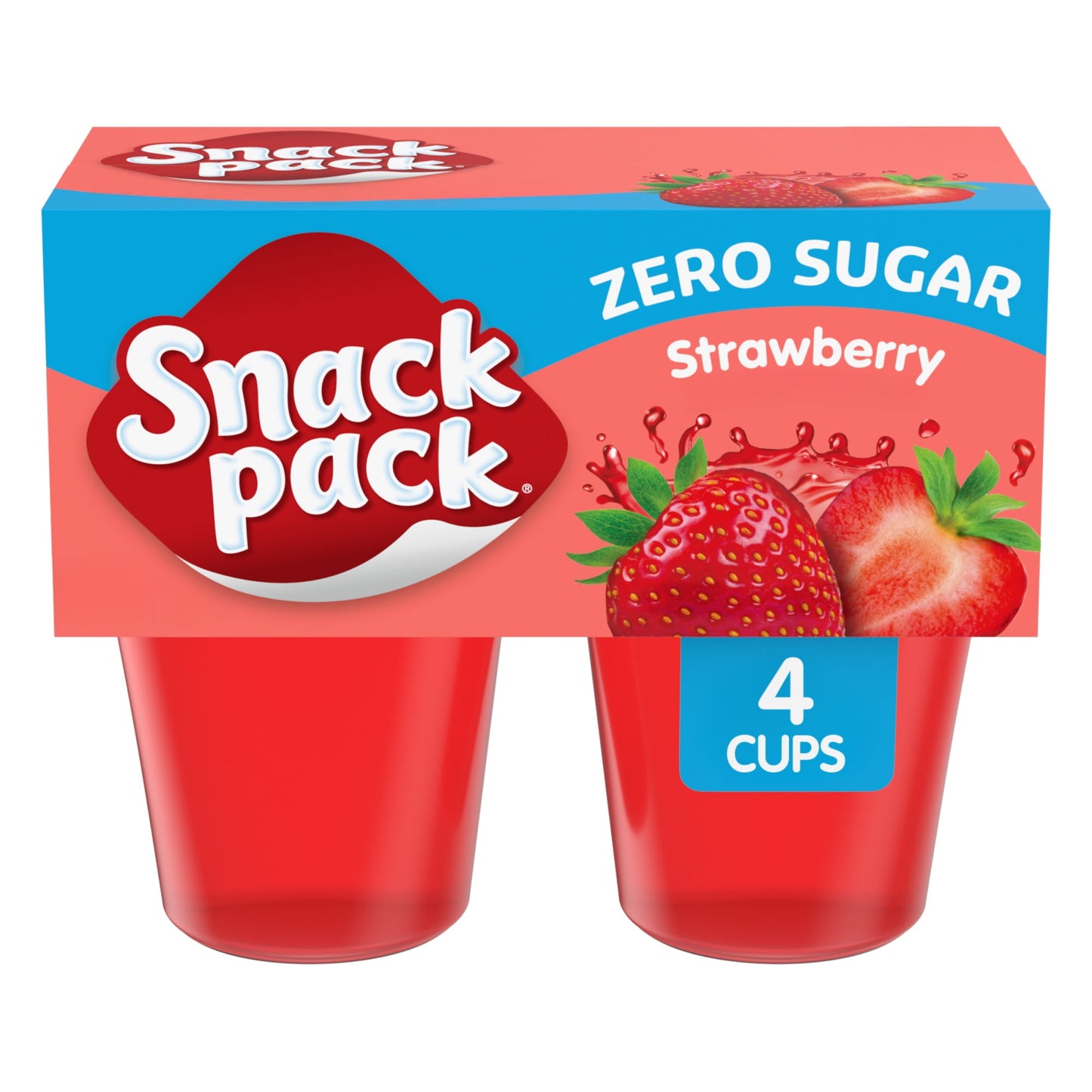 Snack Pack Zero Sugar Strawberry Flavored Juicy Gels, Lunchbox Snack, 3.25 oz Snack Cups, 4 Count, Pack of 4