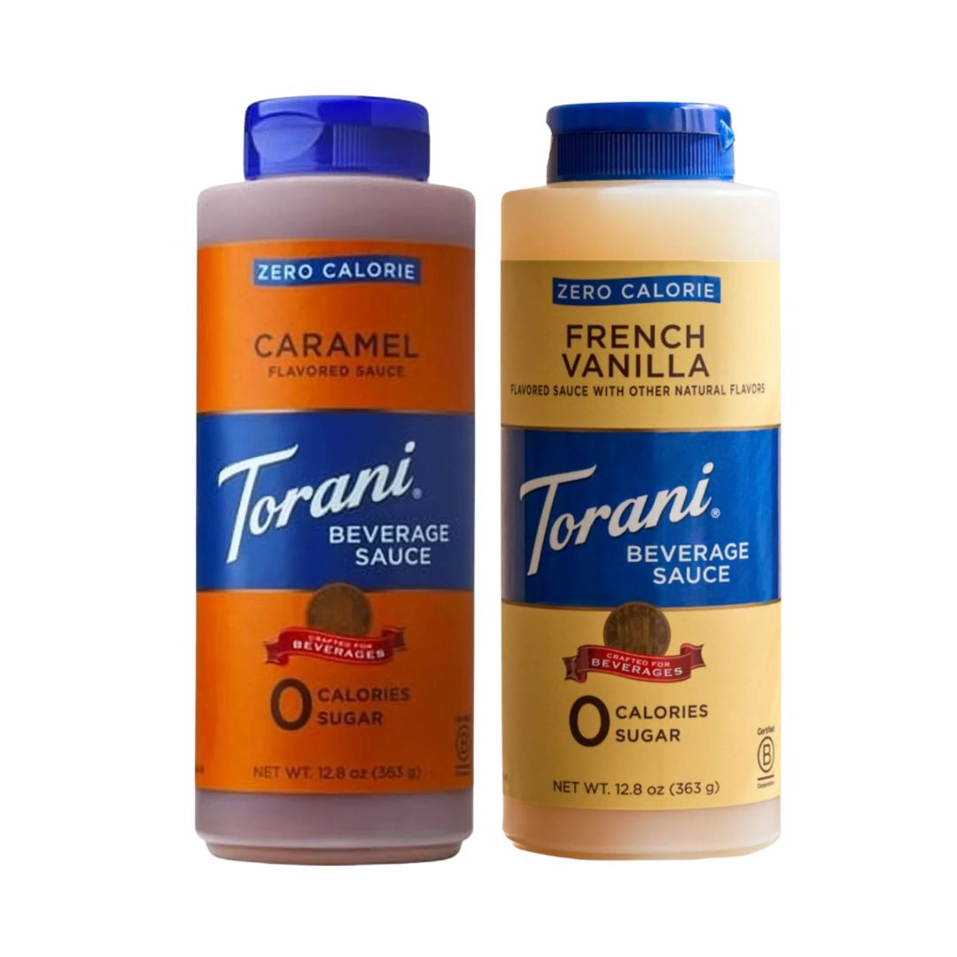 Torani Zero Calorie Caramel & French Vanilla Beverage Sauces (12.8 oz each) Pack of 2