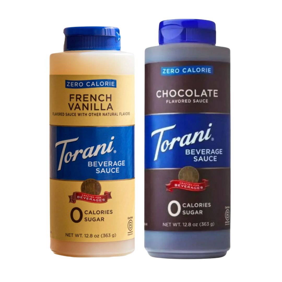 Torani Zero Calorie Beverage Sauce Bundle – French Vanilla & Chocolate (12.8 fl oz each) (Pack of 2)
