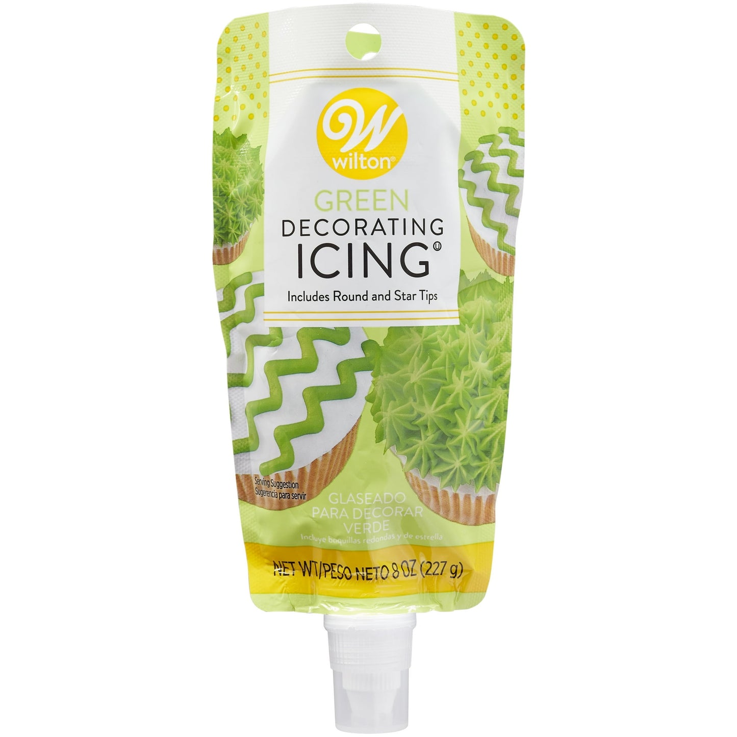 Wilton Green Buttercream Icing Pouch with Star and Round Tips, 8 oz, Pack of 4