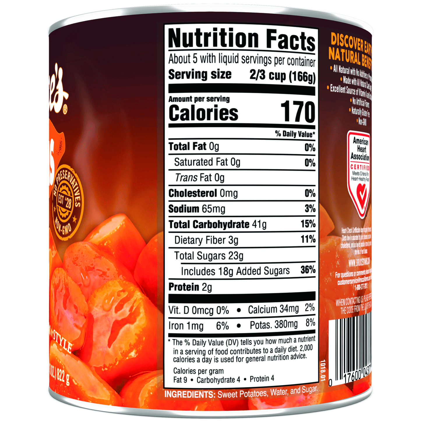 Bruce's Yams Cut Sweet Potatoes in Syrup, Canned Vegetables, 29 oz (Pack of 2)
