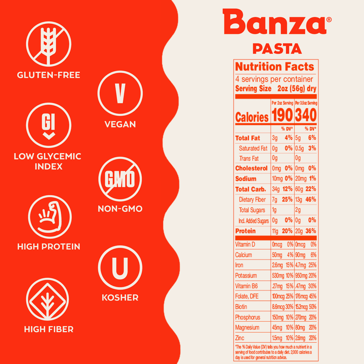 Banza Penne Pasta from Chickpeas, Shelf-Stable Protein Noodles, 8oz (Pack of 2)