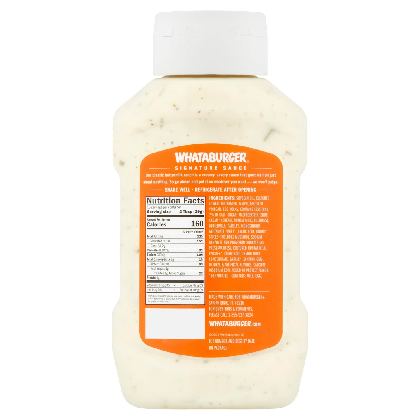 Whataburger Creamy Buttermilk Ranch,16 oz, Pack of 2