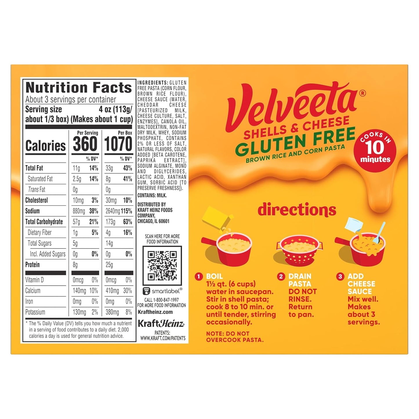 Velveeta Gluten Free Shells & Cheese, 12 oz Box, Pack of 4