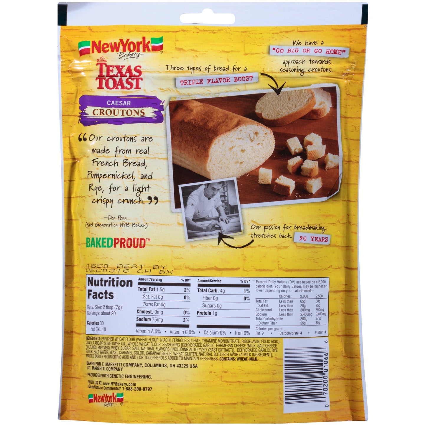New York Bakery Texas Toast Caesar Croutons, 5 oz Bag (Pack of 4)