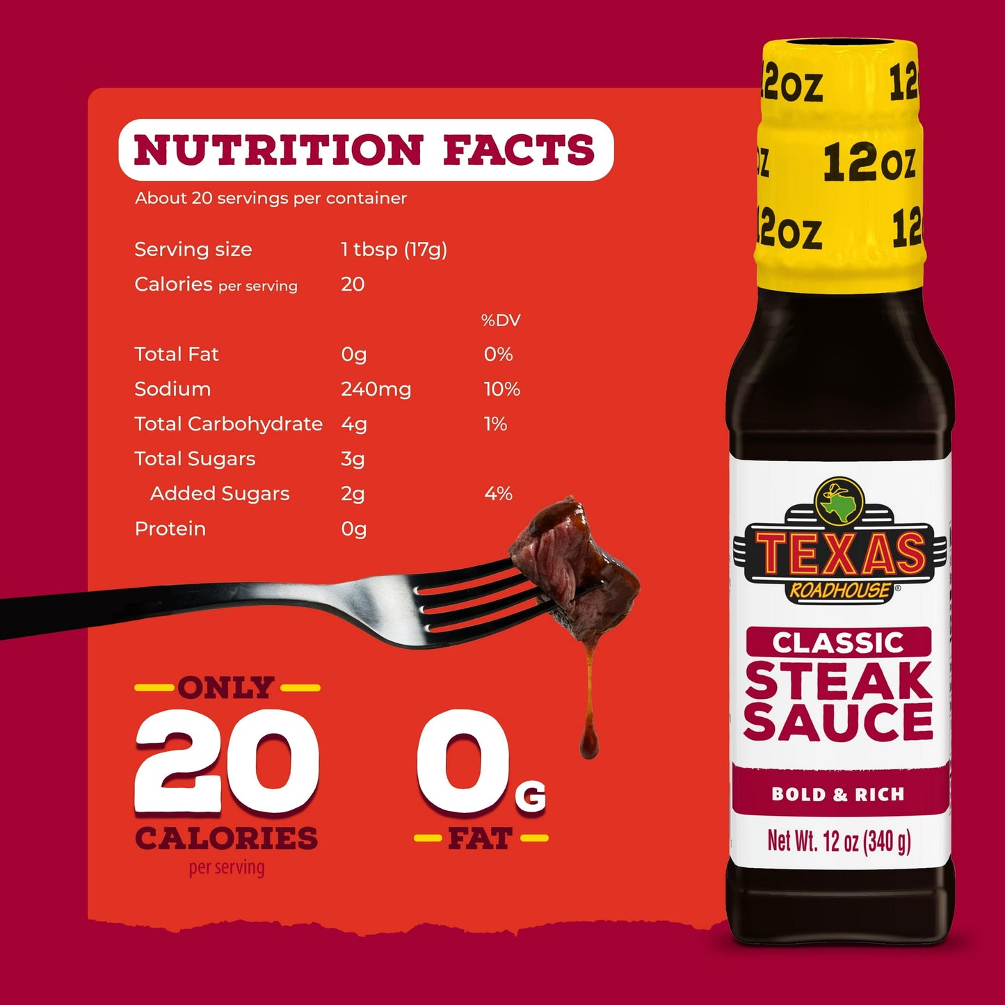Texas Roadhouse Classic Steak Sauce, Bold & Rich, 3-Pack 12 fl. oz. Bottles