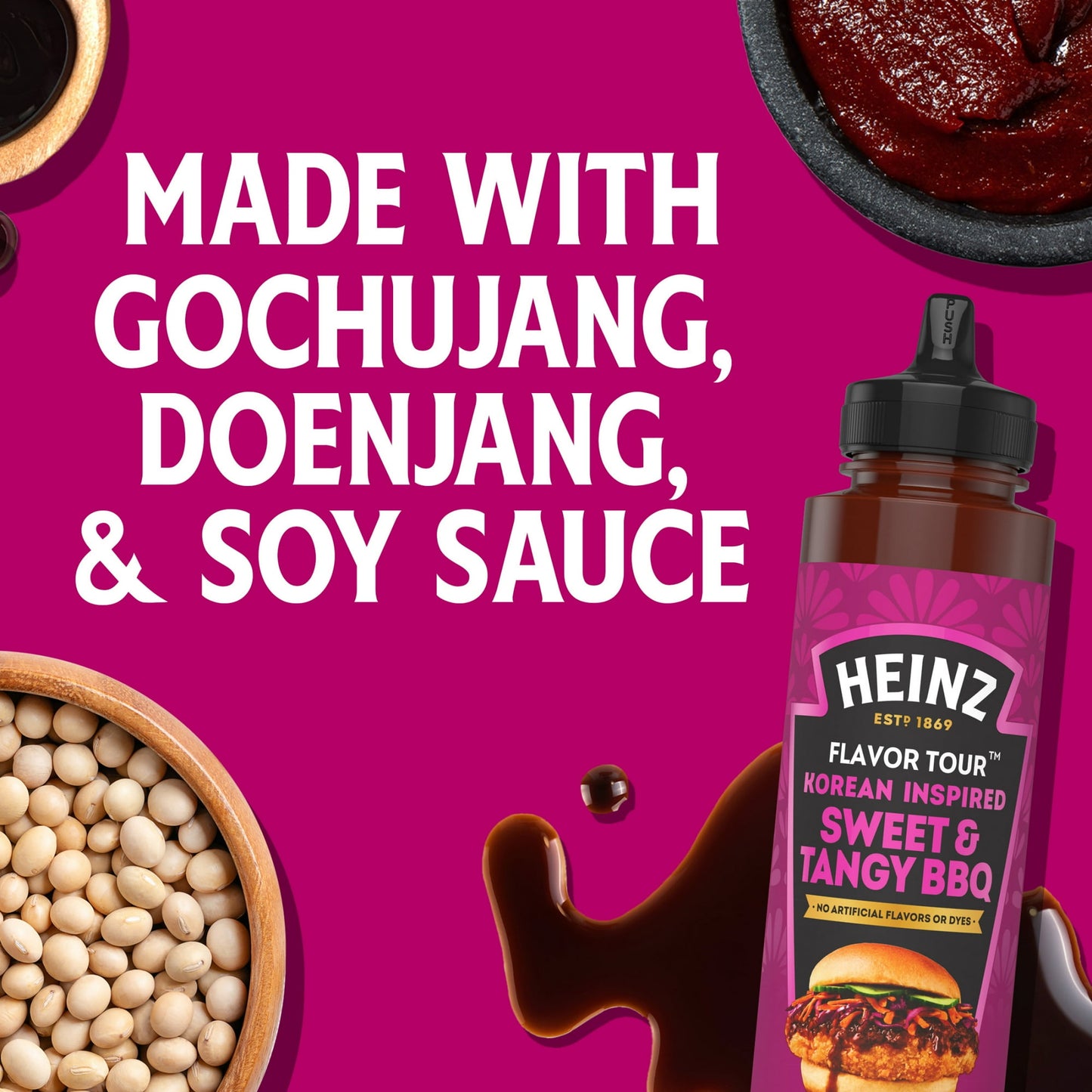 Heinz Flavor Tour Korean Inspired Sweet & Tangy BBQ Sauce, 10 fl oz Bottle, Pack of 2