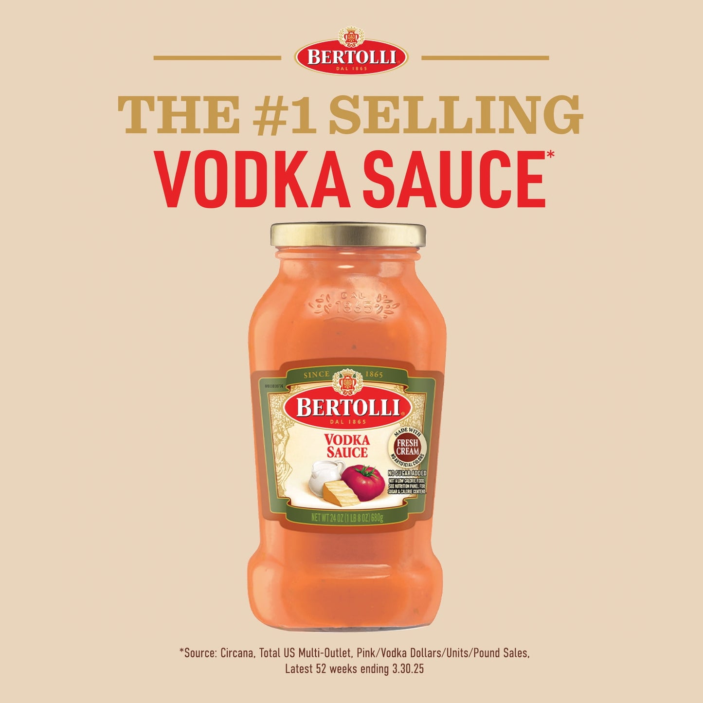 Bertolli Vodka Pasta Sauce, 24 oz, Made with Vine-Ripened Tomatoes and Fresh Cream (Pack of 4)