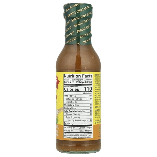 Bragg Organic Ginger Sesame Salad Dressing and Marinade with Apple Cider Vinegar, 12 fl oz Bottle, Pack of 4