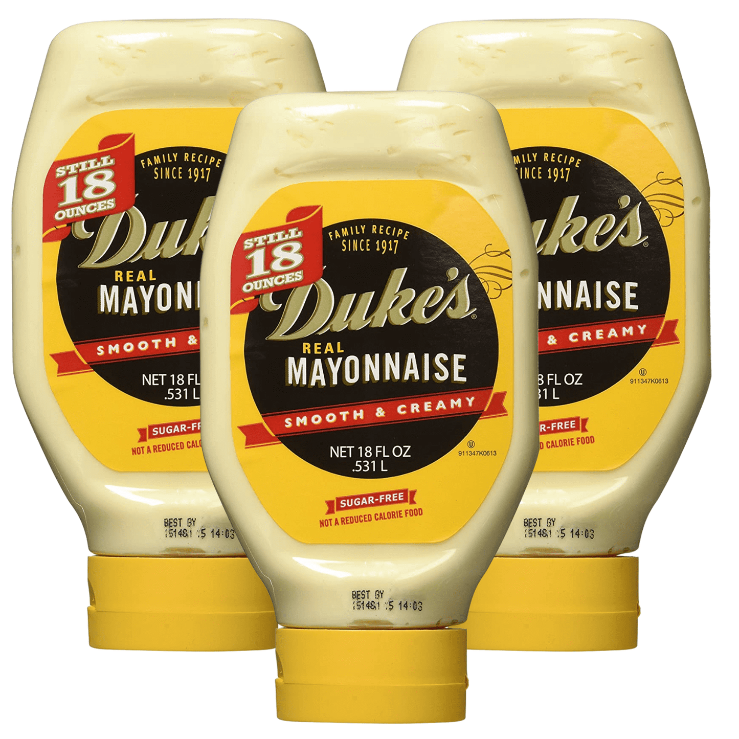 Duke's Real Mayonnaise, 18oz Easy Squeeze Bottle (Pack of 3)