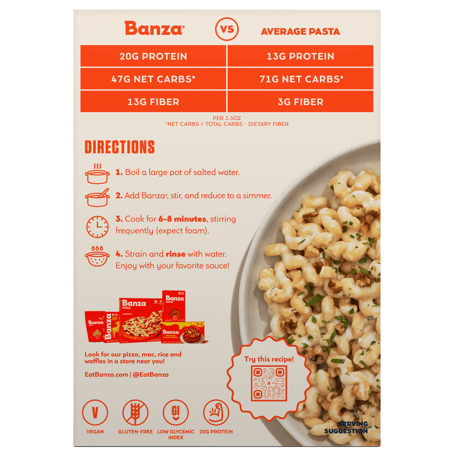 Banza Cavatappi Pasta from Chickpeas Noodles, 8oz (Pack of 2)