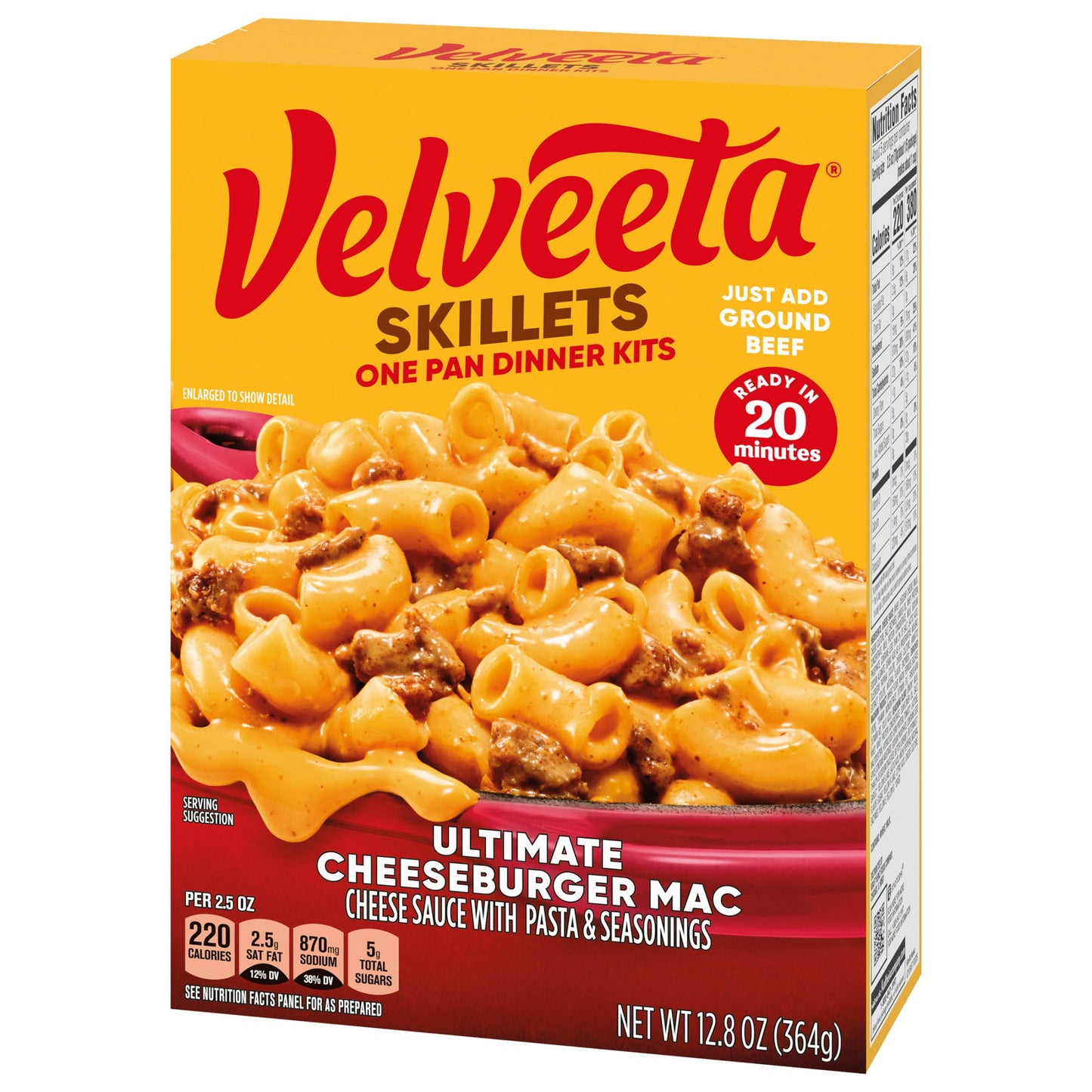 Velveeta Cheesy Skillets Dinner Kit Ultimate Cheeseburger Mac Box 12.8 oz, Pack of 4