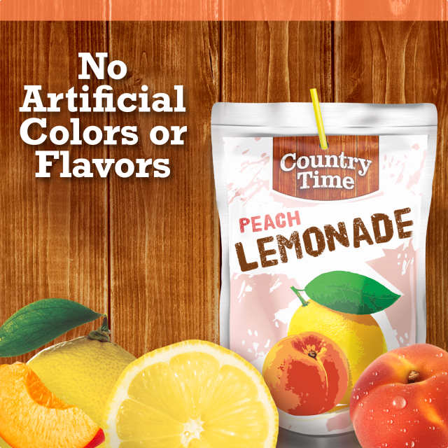 Country Time Peach Lemonade, 10 ct Box, Pouches, 6 fl oz, Pack of 2
