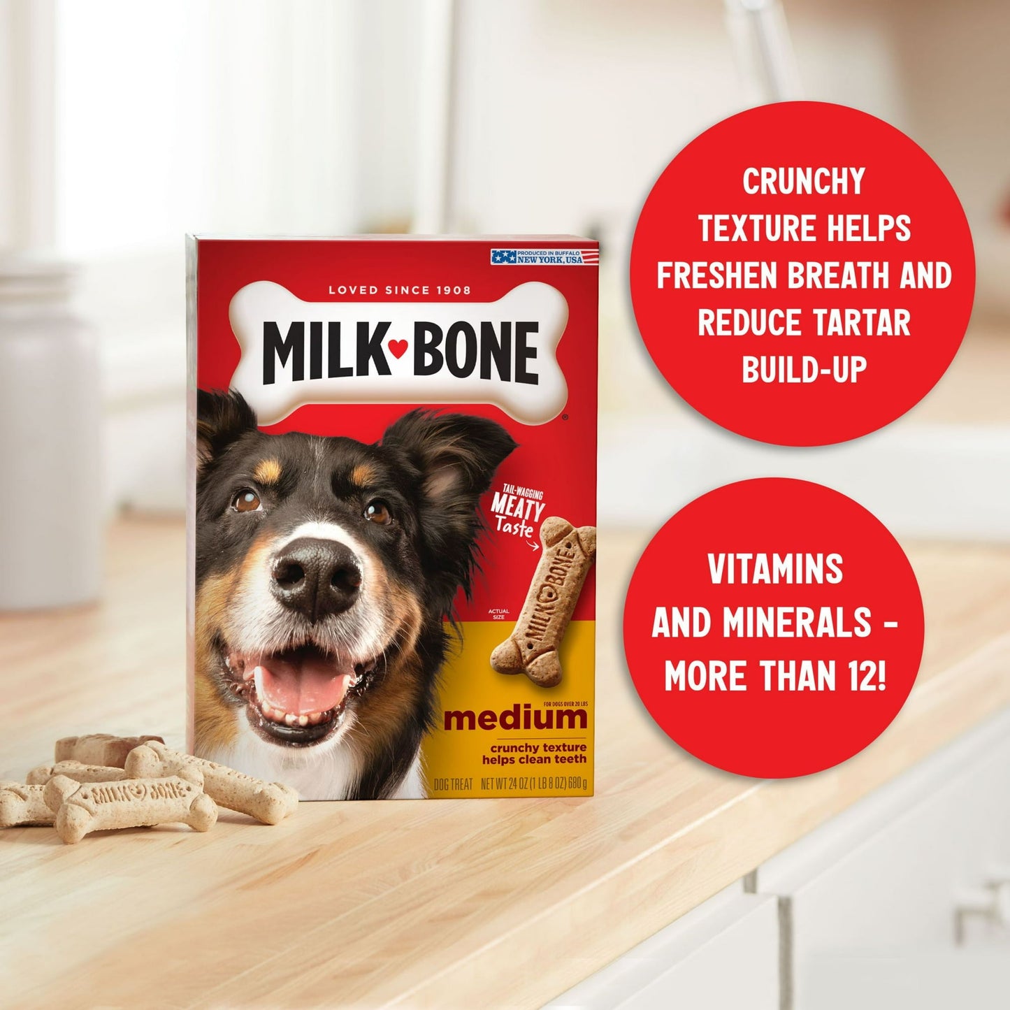 Milk Bone Original Biscuits, Medium Dog Treats, 24 oz, Pack of 2