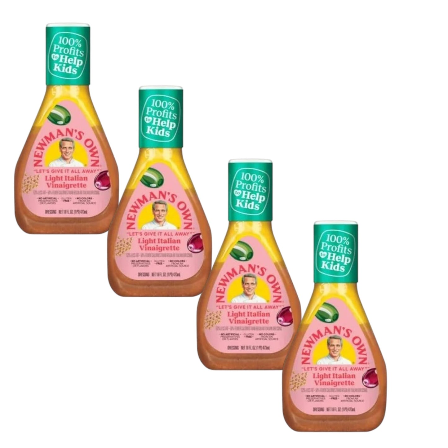 Newman's Own Light Italian Vinaigrette, 16 oz Bottles (Pack of 4)