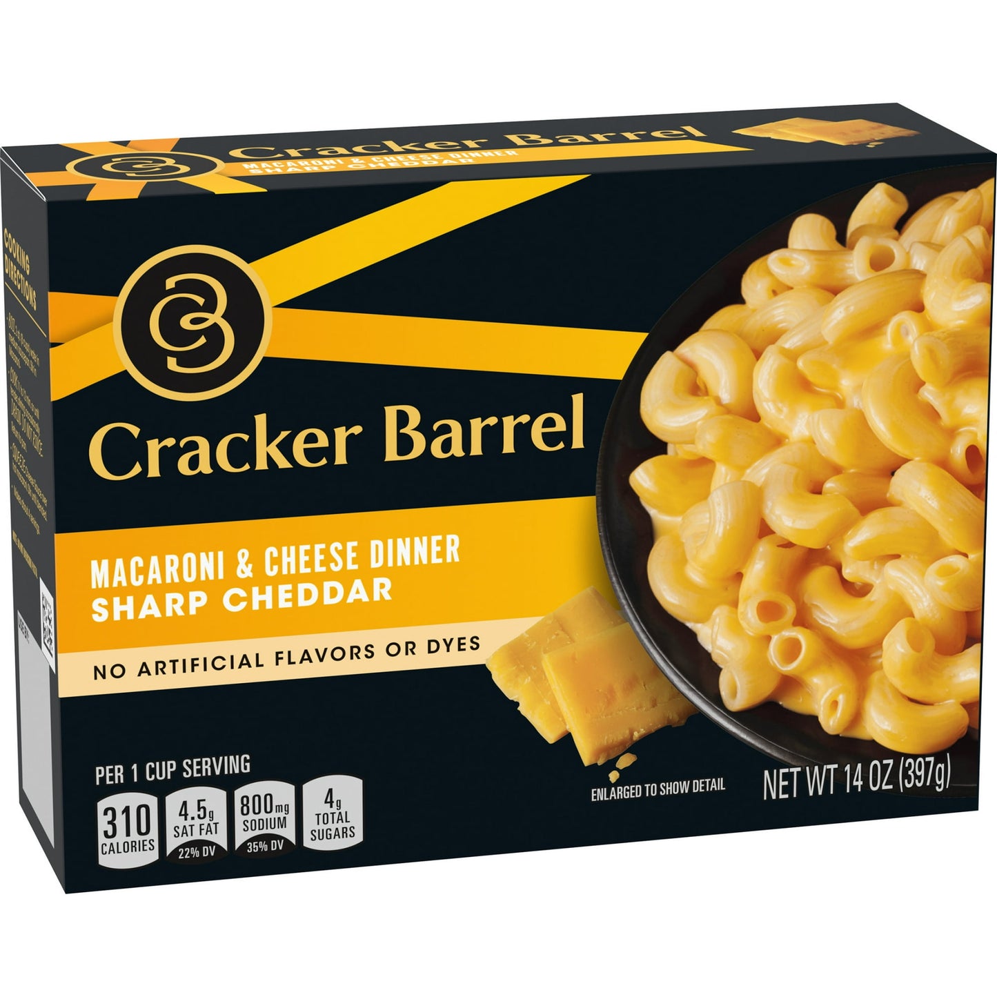 Cracker Barrel Sharp Cheddar Mac N Cheese Macaroni and Cheese Dinner, 14 oz Box, Shelf-Stable (Pack of 2)