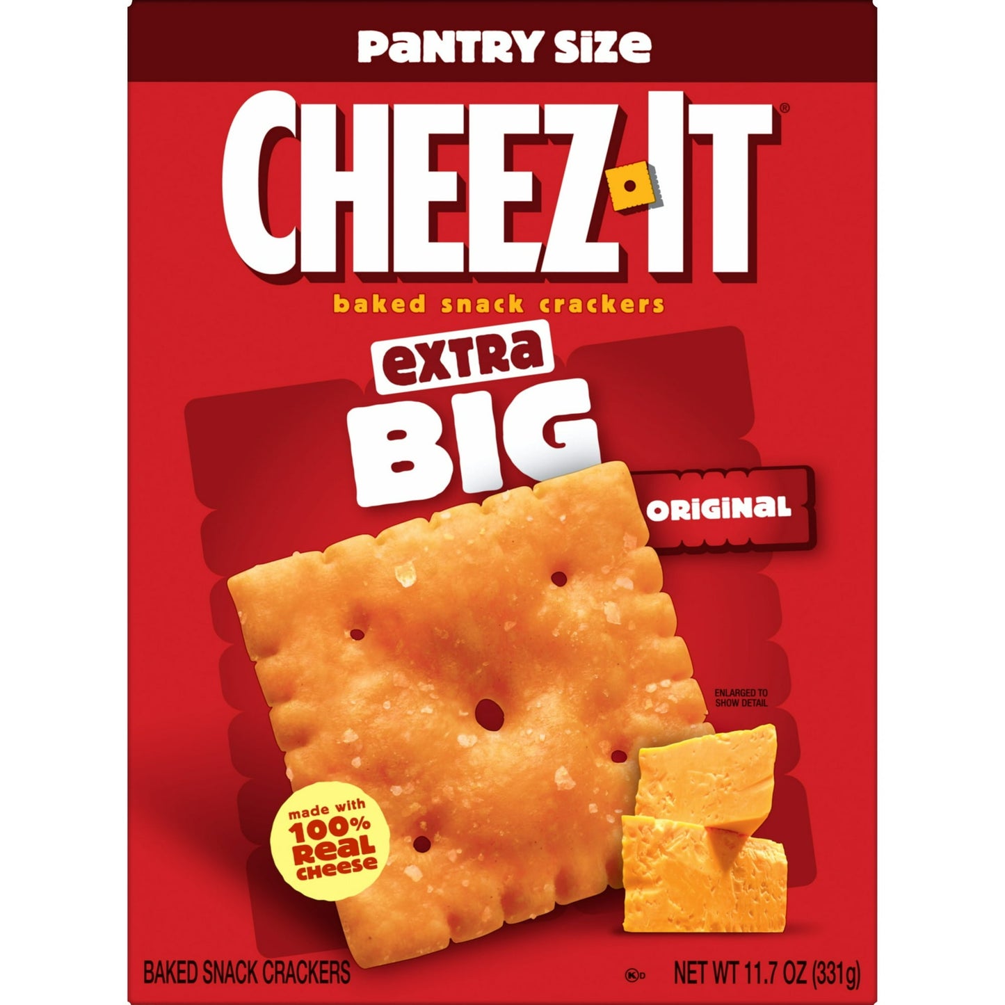 Cheez-It Extra Big Cheese Crackers, Baked Snack Crackers, 11.7 oz, Pack of 4