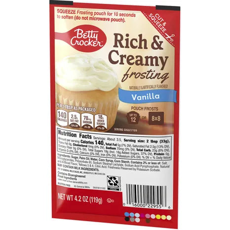 Betty Crocker Frosting, Vanilla, Rich & Creamy, 4.2 oz (Pack of 2)