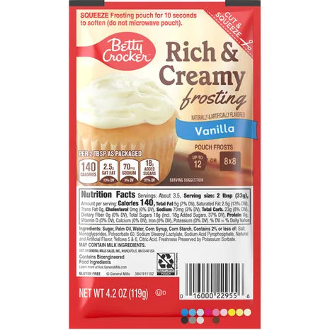 Betty Crocker Frosting, Vanilla, Rich & Creamy, 4.2 oz (Pack of 2)