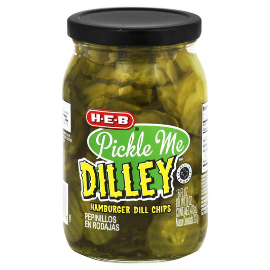 H‑E‑B Pickle Me Dilley Hamburger Dill Pickle Chips, 16 oz (Pack of 2)