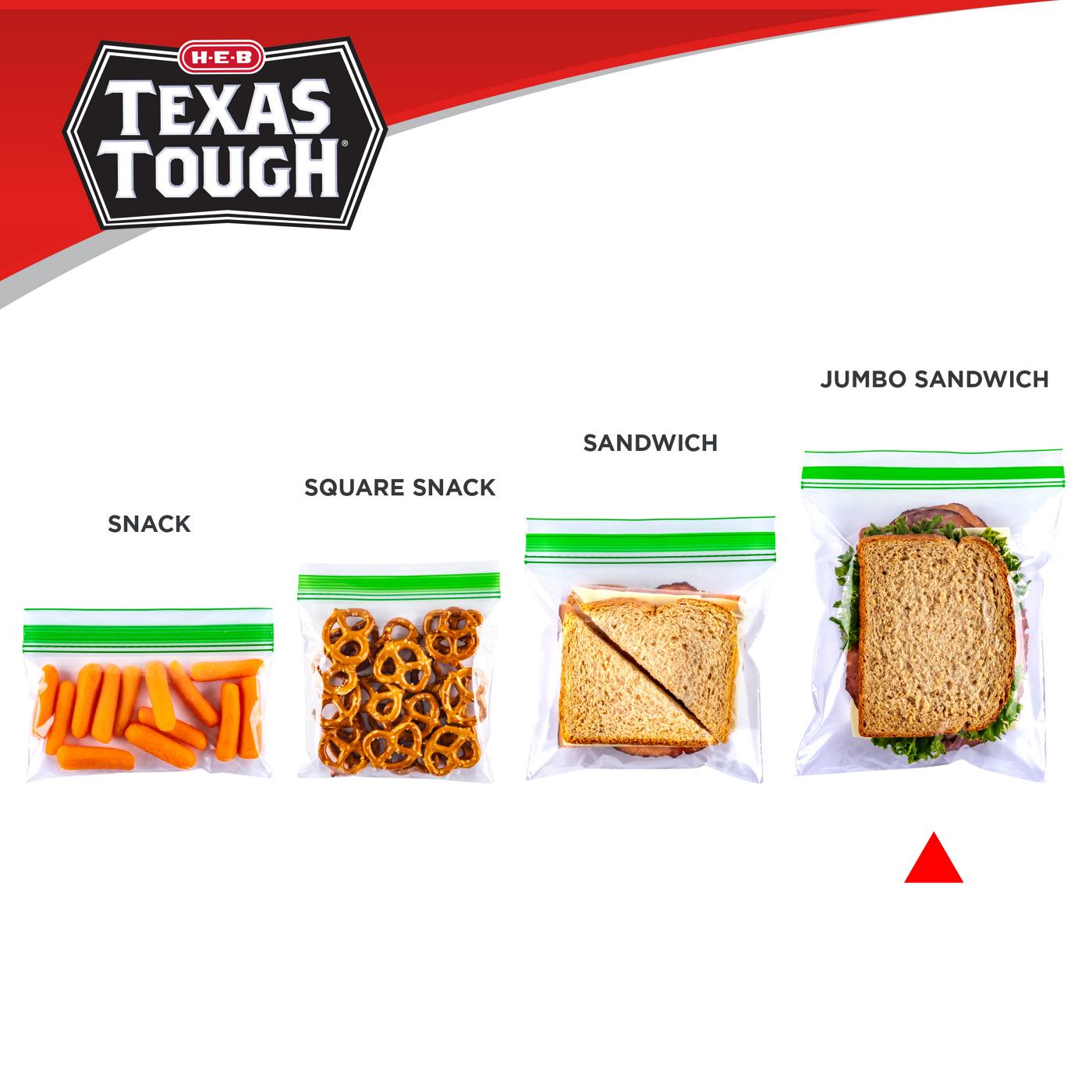 H‑E‑B Texas Tough Double Zipper Sandwich Bags - Jumbo, 30 ct (Pack of 2)