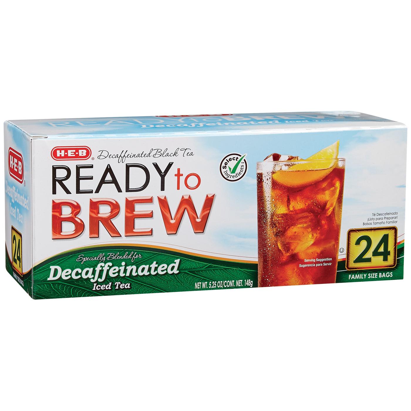 H‑E‑B Ready to Brew Decaffeinated Iced Tea - Family Size Tea Bags, 24 ct, 5.25 oz (Pack of 4)