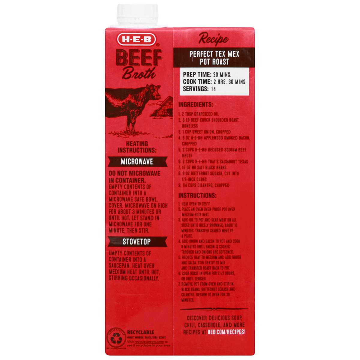 H‑E‑B Reduced Sodium Beef Broth, 32 oz (Pack of 2)