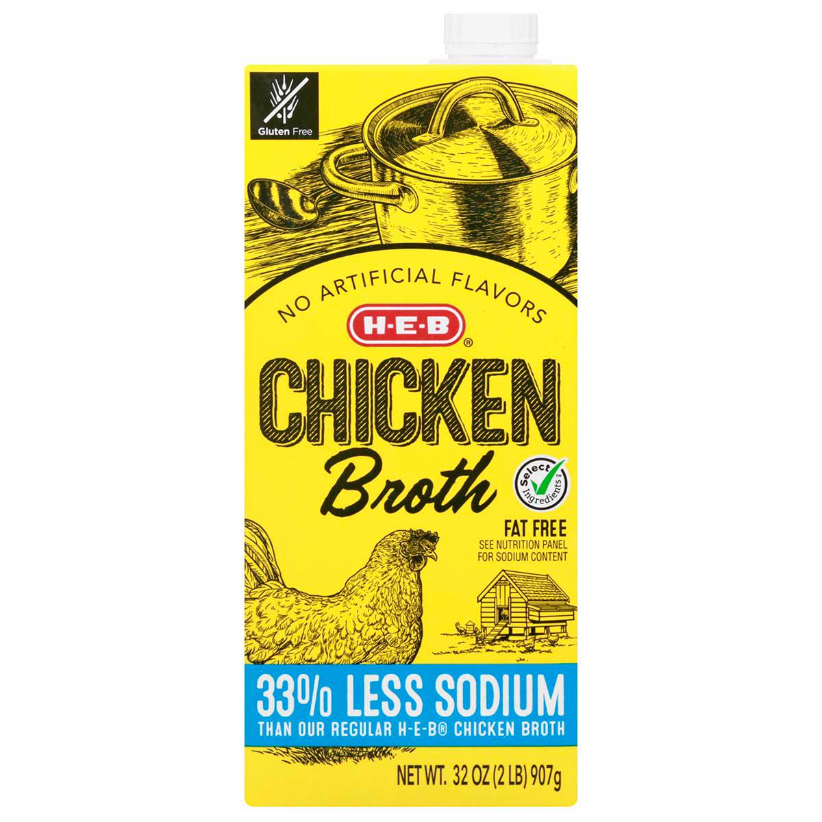 H‑E‑B Reduced Sodium Chicken Broth, 32 oz (Pack of 4)