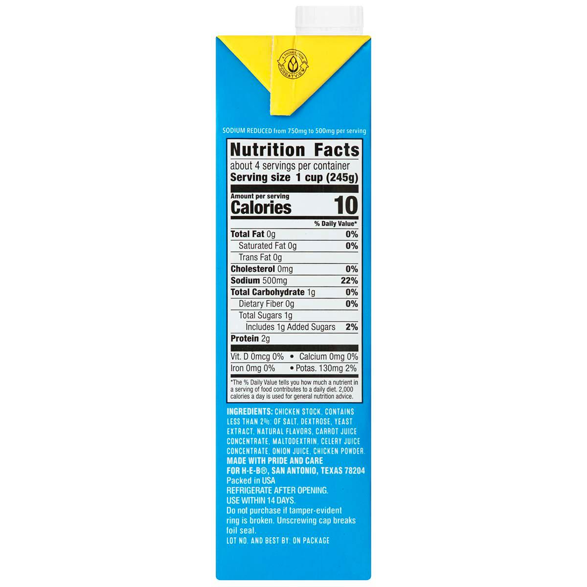 H‑E‑B Reduced Sodium Chicken Broth, 32 oz (Pack of 4)