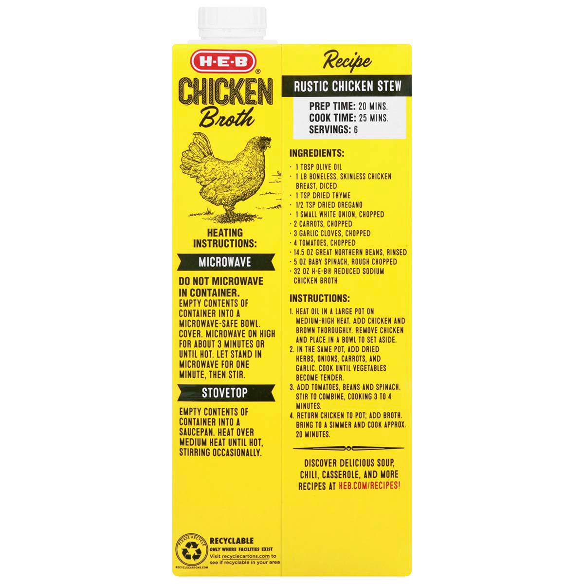 H‑E‑B Reduced Sodium Chicken Broth, 32 oz (Pack of 4)