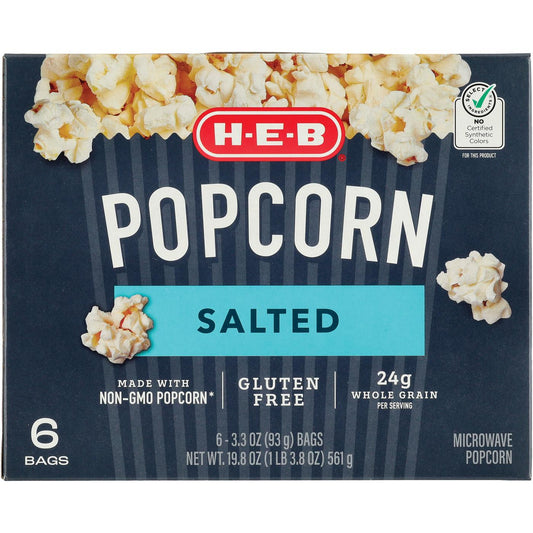 H‑E‑B Microwave Popcorn - Salted, 6 ct,19.8 oz (Pack of 2)