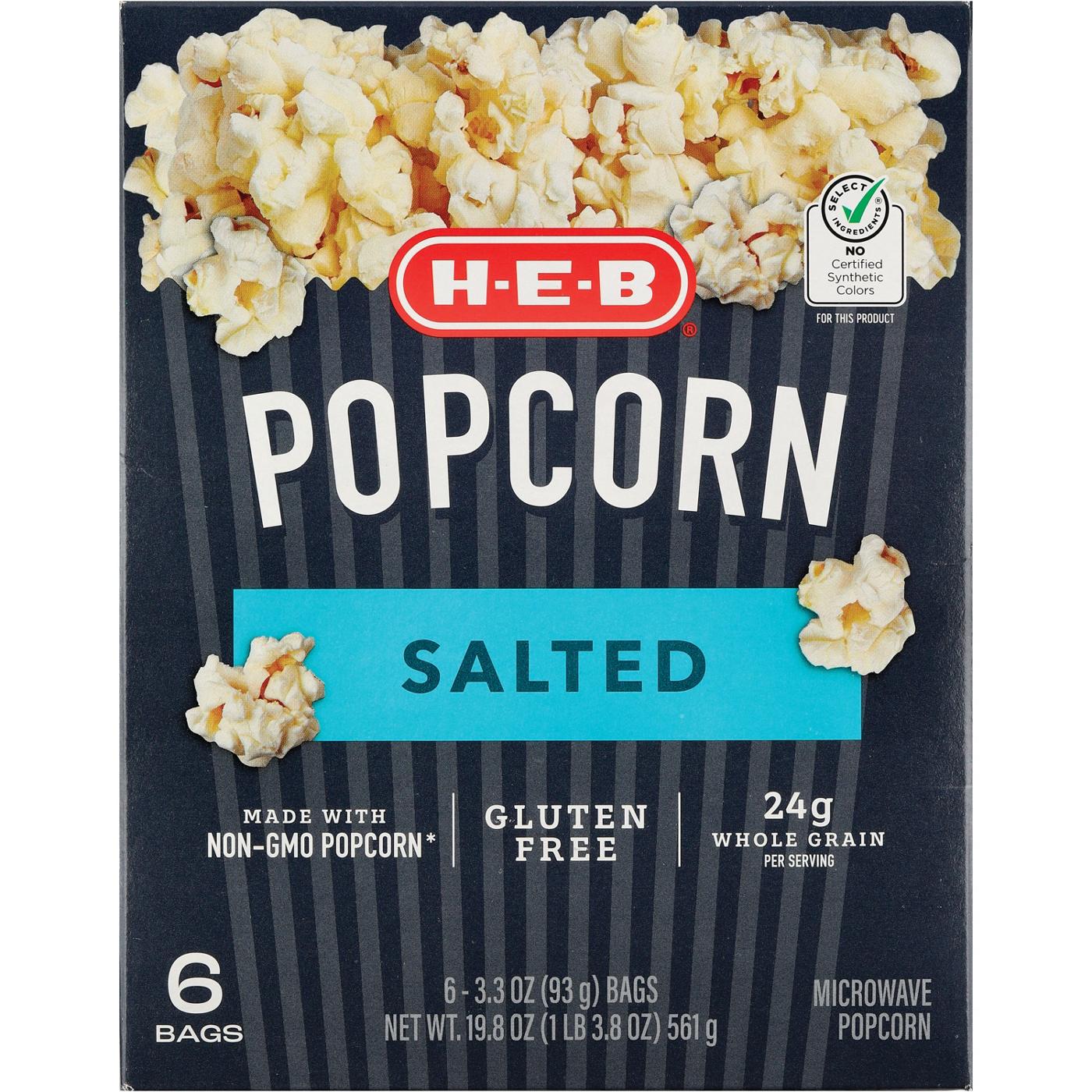 H‑E‑B Microwave Popcorn - Salted, 6 ct,19.8 oz (Pack of 2)