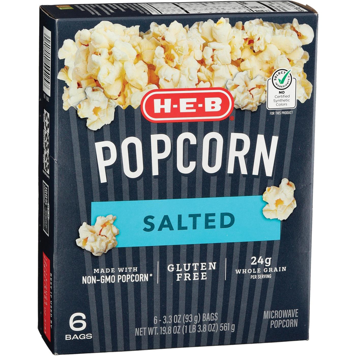 H‑E‑B Microwave Popcorn - Salted, 6 ct,19.8 oz (Pack of 2)