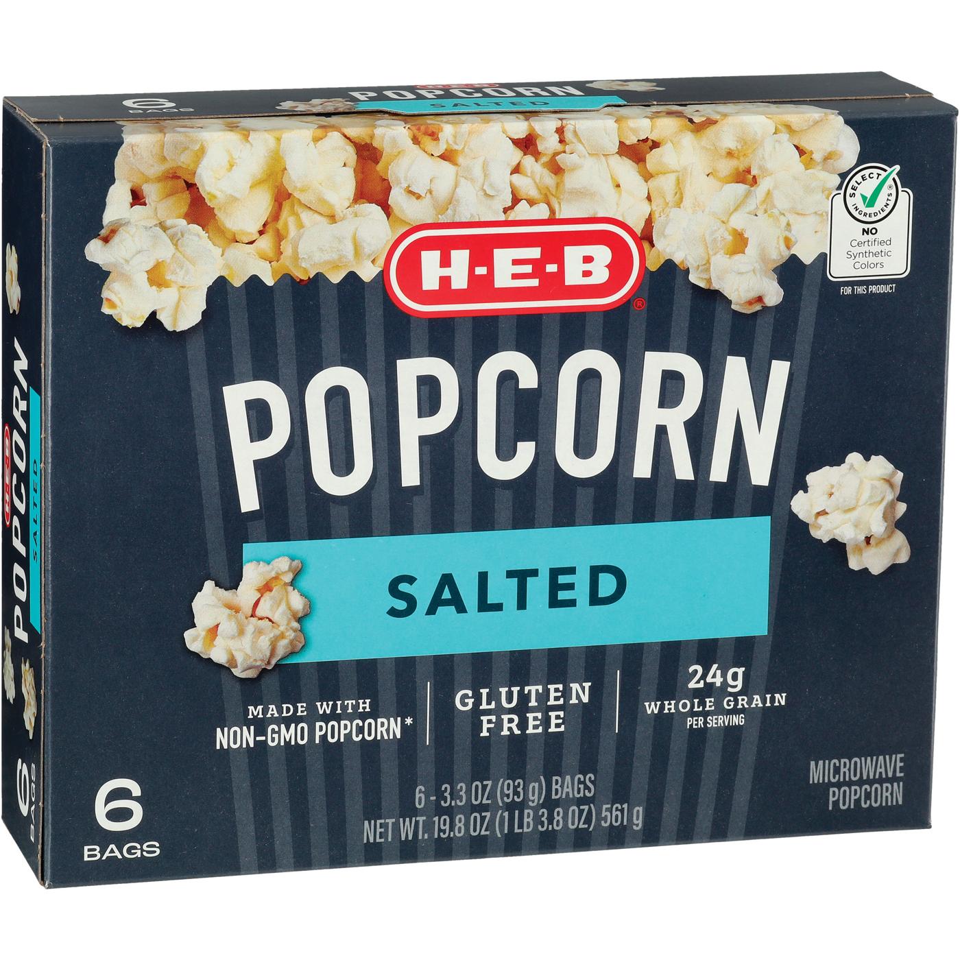 H‑E‑B Microwave Popcorn - Salted, 6 ct,19.8 oz (Pack of 2)