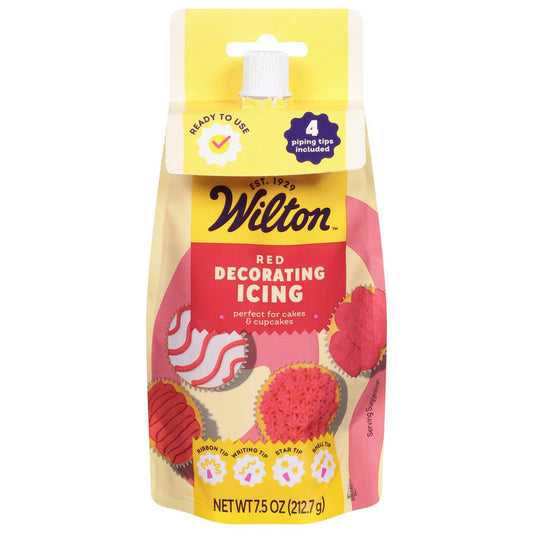 Wilton Red Decorating Icing Pouch with Tips — 7.5 oz (Pack of 2)