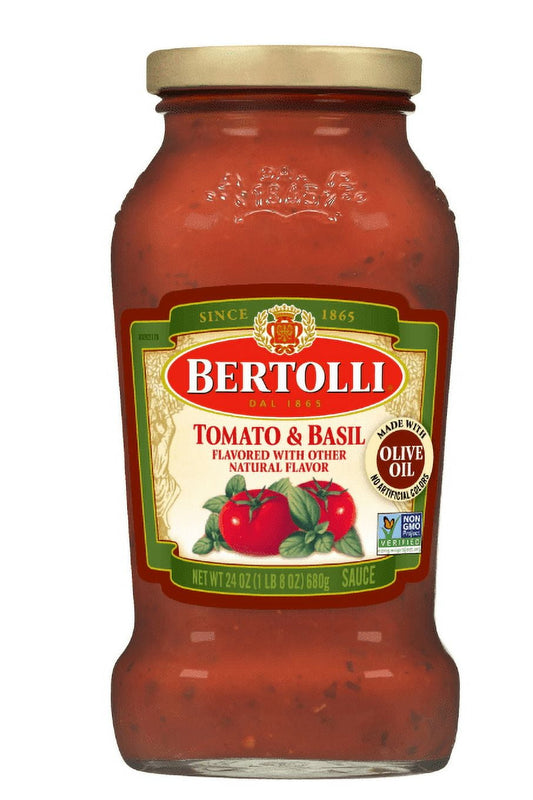 Bertolli Tomato and Basil Pasta Sauce, Made with Vine-Ripened Tomatoes, Basil and Olive Oil, 24 oz (Pack of 2)