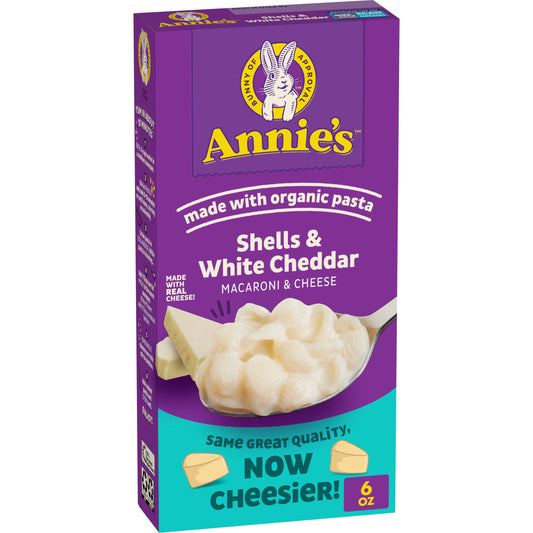 Annie's White Cheddar Shells Macaroni and Cheese with Organic Pasta, 6 oz (Pack of 4)