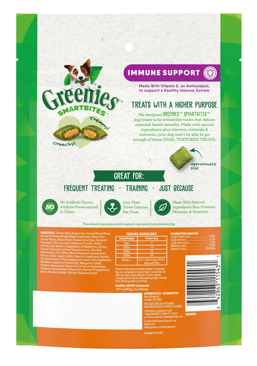 Greenies Smartbites Immune Support Crunchy & Soft Dog Treats, Chicken Flavor, 8 Oz Pack