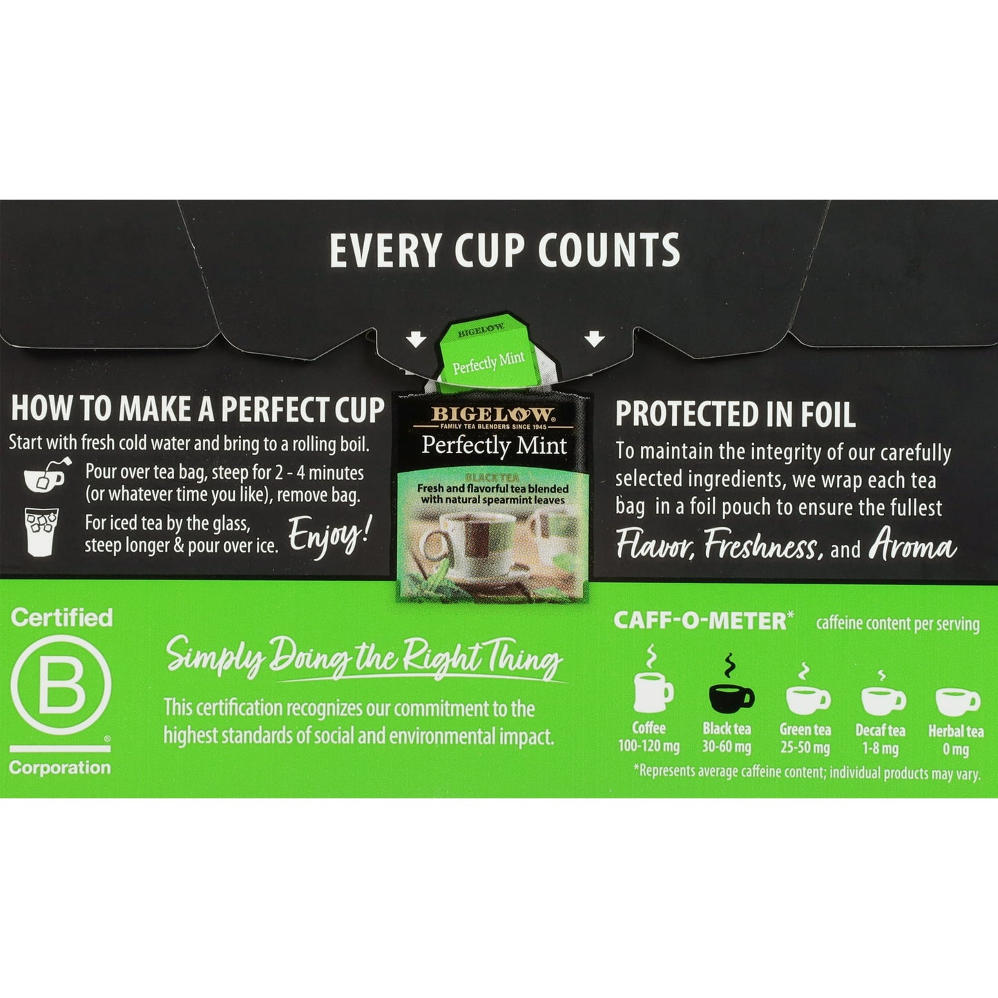 Bigelow Perfectly Mint, Black Tea Bags, 20 Count, 1.18 oz