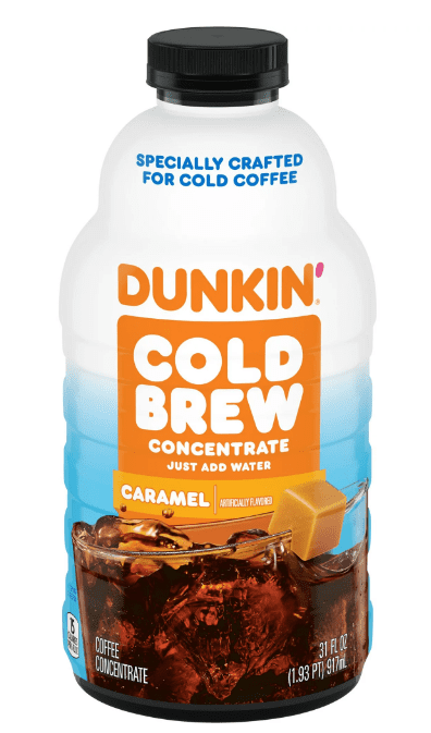 Dunkin Caramel Flavored Cold Brew Coffee Concentrate, 31 Oz. (Pack of 2)