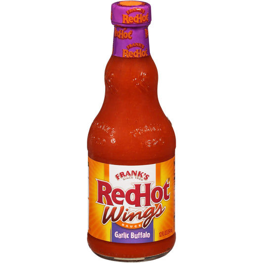 Frank's RedHot Garlic Buffalo Wings Hot Sauce, 12 fl oz (Pack of 4)