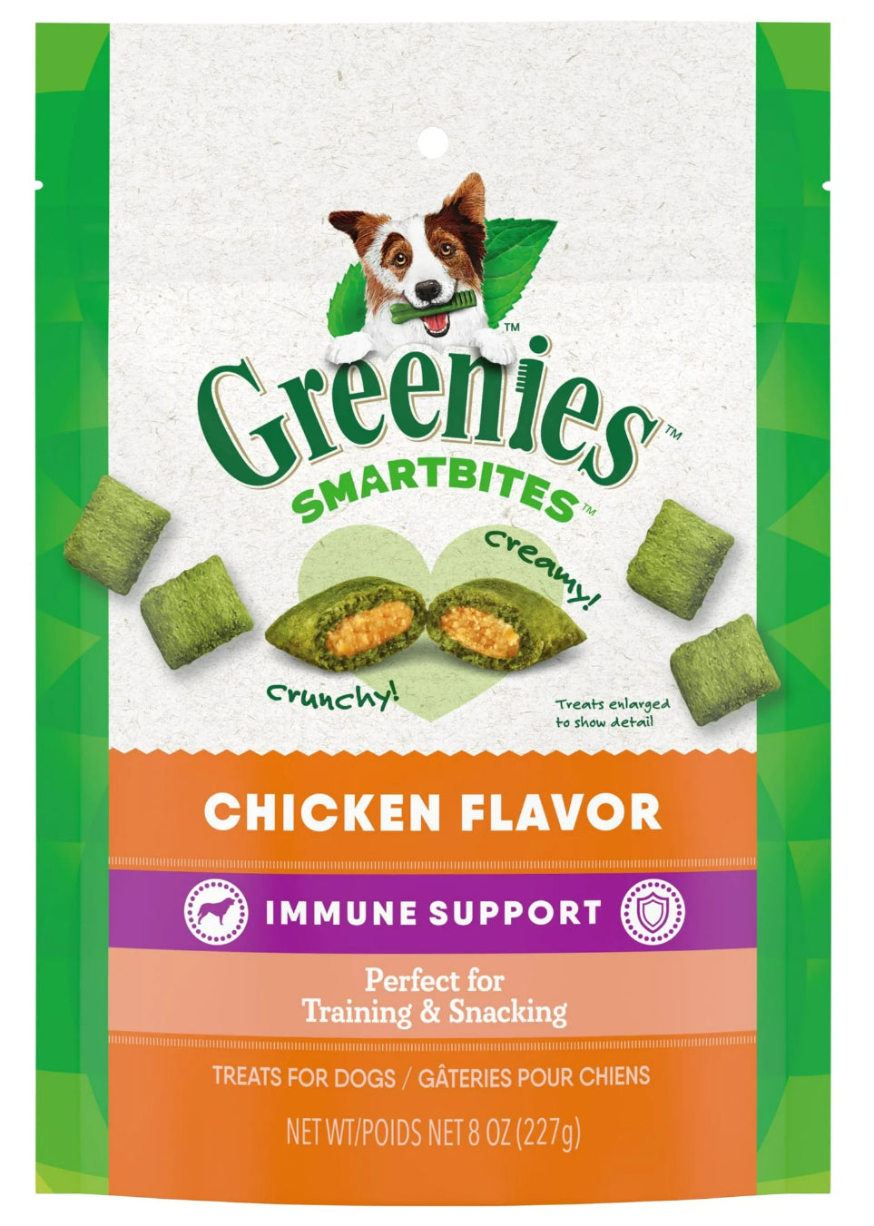 Greenies Smartbites Immune Support Crunchy & Soft Dog Treats, Chicken Flavor, 8 Oz Pack